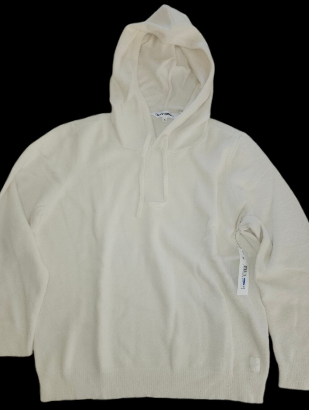 DKNY Cream Hooded Knit Sweatshirt
